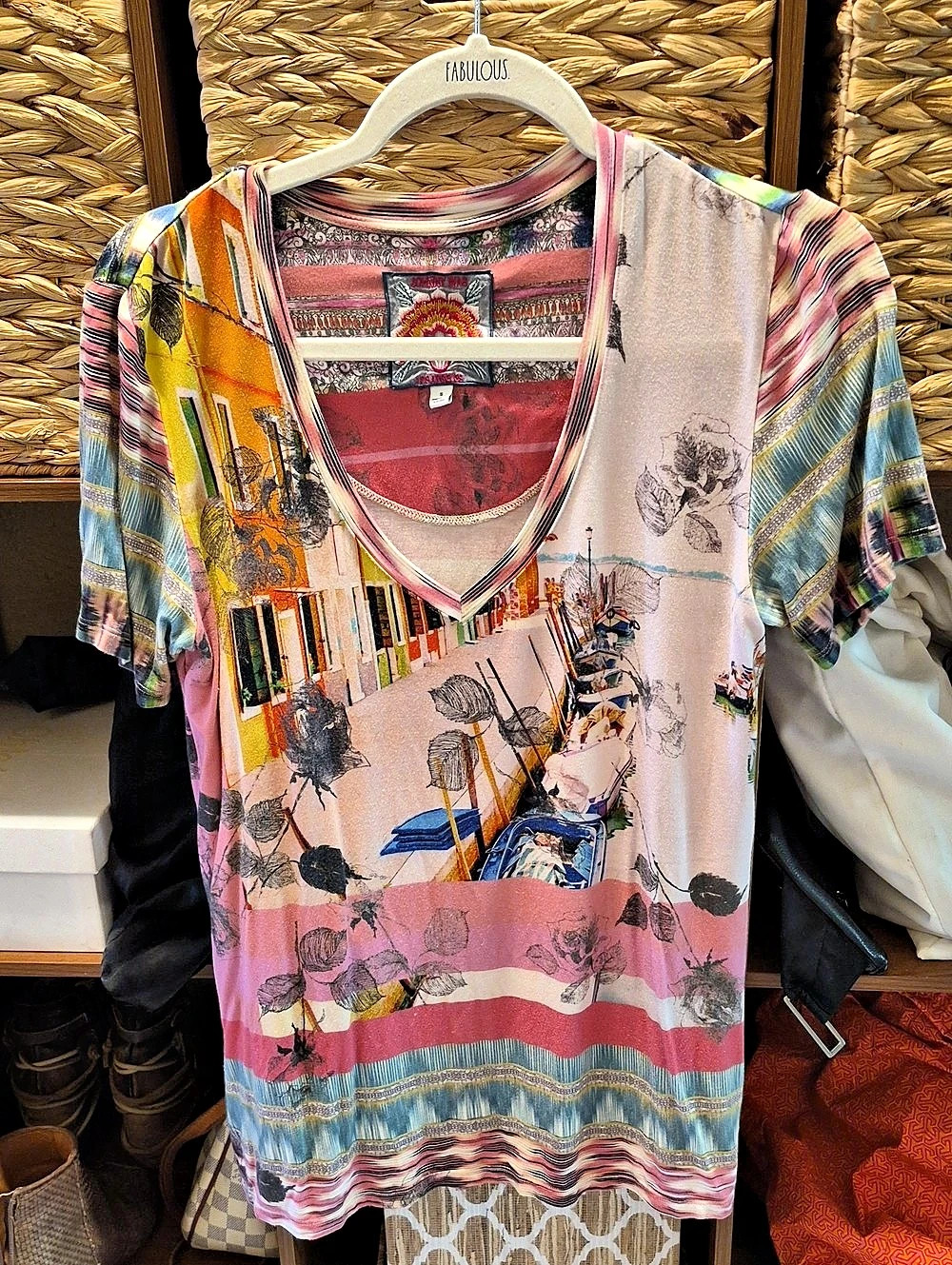 Johnny Was Venice Vista Print Tee Abstract Print Small